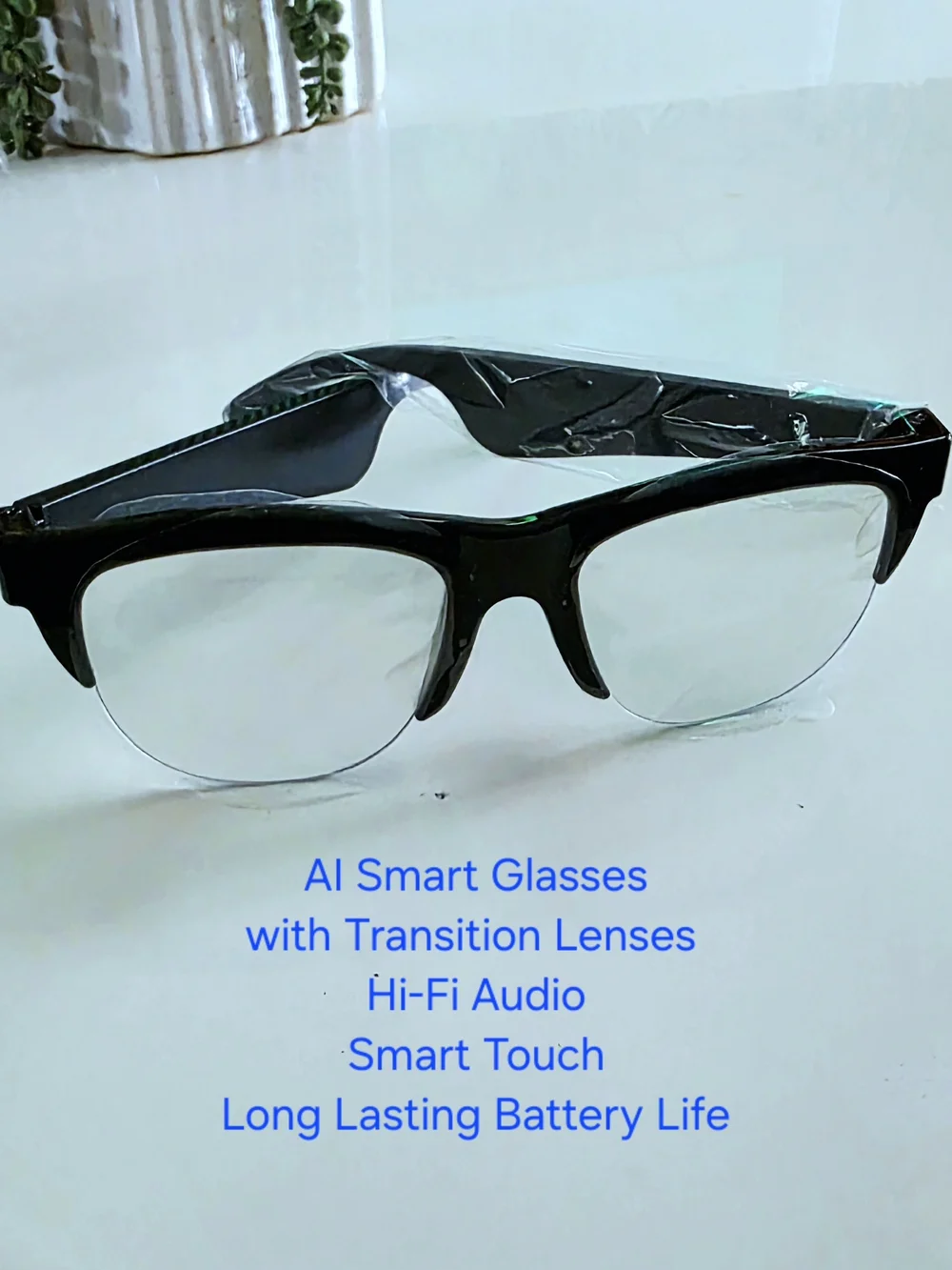 NIB AI Glasses - Black Smart Glasses with Transition Lenses
